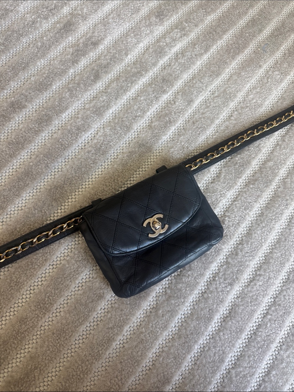 CHANEL Classic Lambskin Waist Bag with Gold CC Hardware